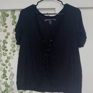 Black scrunched crop top